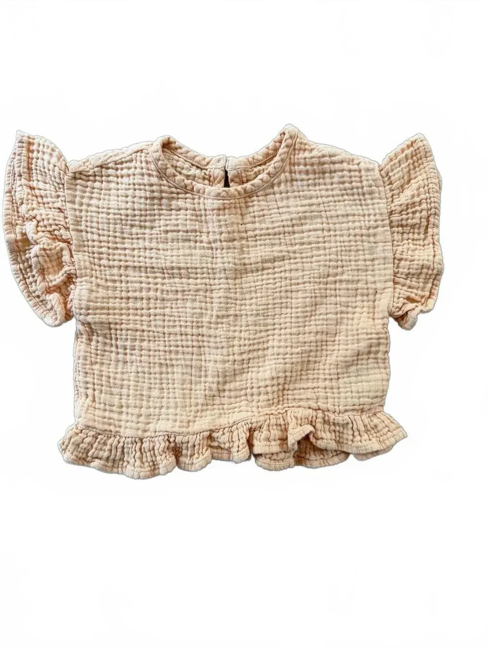 Grayson Concepts Peach Ruffled Sleeve Gauze Top Size 3T